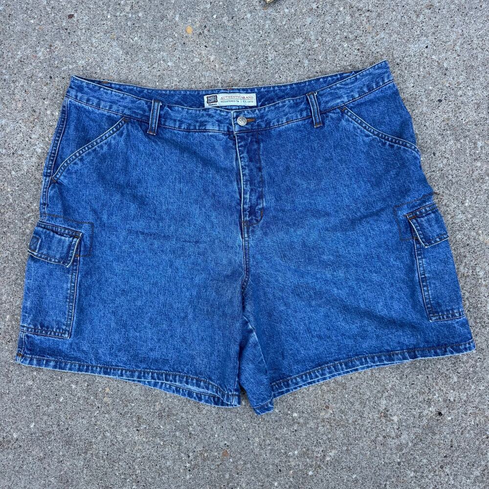 Vintage Y2K Faded Glory Cargo High Rise Jean Shorts Jorts Volup Plus Size 22W
